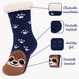 Budino Fleece Antislip Sokken - Hond Blauw