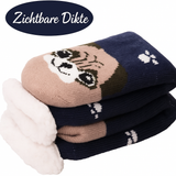 Budino Fleece Antislip Sokken - Hond Blauw