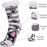 Budino Fleece Antislip Sokken - Hond Grijs