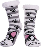 Budino Fleece Antislip Sokken - Hond Grijs