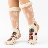 Budino Fleece Antislip Sokken - Ijsbeer Oud Roze