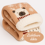 Budino Fleece Antislip Sokken - Ijsbeer Oud Roze