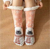 Budino Fleece Antislip Sokken - Ijsbeer Oud Roze