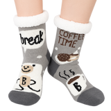 Budino Fleece Antislip Sokken - Koffiepauze Grijs