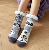 Budino Fleece Antislip Sokken - Koffiepauze Grijs