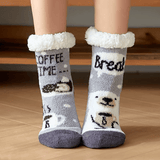 Budino Fleece Antislip Sokken - Koffiepauze Grijs