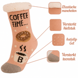 Budino Fleece Antislip Sokken - Koffiepauze Roze