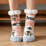 Budino Fleece Antislip Sokken - Koffiepauze Roze