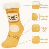 Budino Fleece Antislip Sokken - Leeuw Bruin