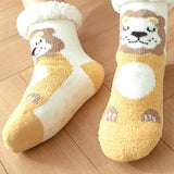Budino Fleece Antislip Sokken - Leeuw Bruin