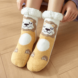 Budino Fleece Antislip Sokken - Leeuw Bruin