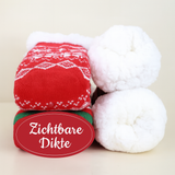 Budino Fleece Antislip Sokken - Rendier Rood