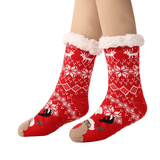 Budino Fleece Antislip Sokken - Rendier Rood