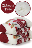 Budino Fleece Antislip Sokken - Rendier Wit Rood