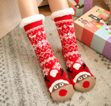 Budino Fleece Antislip Sokken - Rendier Rood