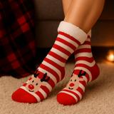 Budino Fleece Antislip Sokken - Rendier Gestreept