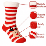 Budino Fleece Antislip Sokken - Rendier Gestreept