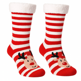 Budino Fleece Antislip Sokken - Rendier Gestreept