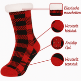 Budino Fleece Antislip Sokken - Rood Geruit