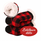 Budino Fleece Antislip Sokken - Rood Geruit