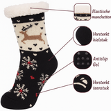 Budino Fleece Antislip Sokken - Sneeuwvlokken Blauw