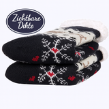 Budino Fleece Antislip Sokken - Sneeuwvlokken Blauw