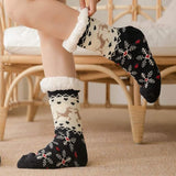 Budino Fleece Antislip Sokken - Sneeuwvlokken Blauw