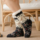 Budino Fleece Antislip Sokken - Sneeuwvlokken Blauw