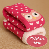 Budino Fleece Antislip Sokken - Uil Roze