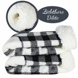Budino Fleece Antislip Sokken - Wit Geruit