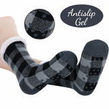 Budino Fleece Antislip Sokken- Zwart Geruit