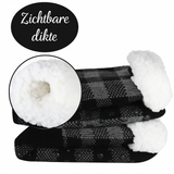 Budino Fleece Antislip Sokken- Zwart Geruit