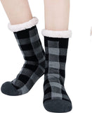 Budino Fleece Antislip Sokken- Zwart Geruit