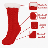 Budino Fleece Antislip Sokken - Rood
