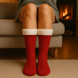 Budino Fleece Antislip Sokken - Rood