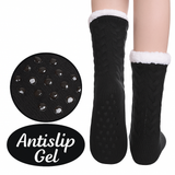 Budino Fleece Antislip Sokken - Zwart